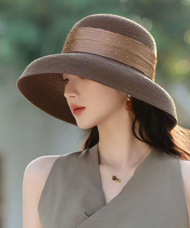 Floppy Stylish Hat Breathable Beige Straw Sun Woven