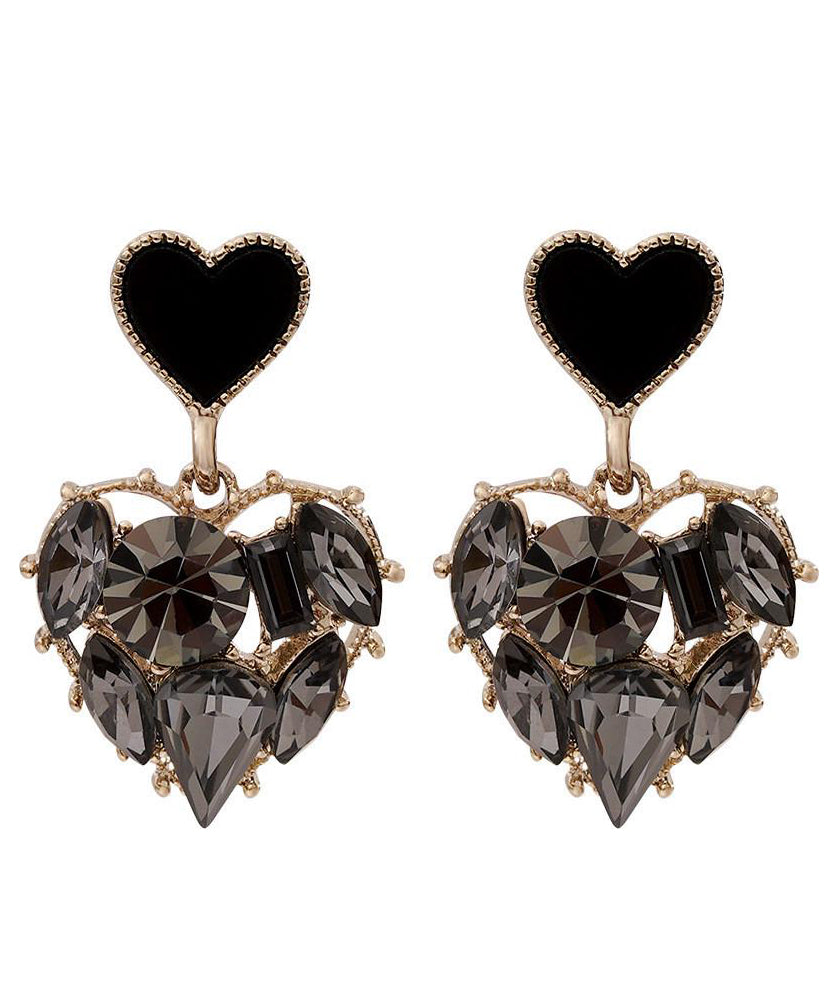 Drop Earrings Alloy Zircon Love Black Stylish