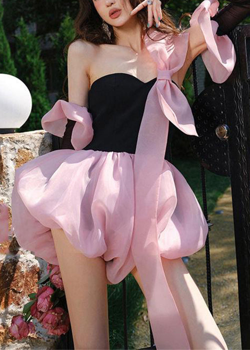 Jumpsuit Mini Cotton Summer Stylish Black Patchwork Bow