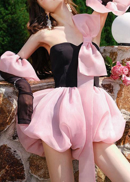 Jumpsuit Mini Cotton Summer Stylish Black Patchwork Bow