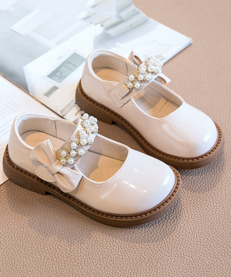 Nail Black Loafer Girls Bead Stylish Strap Buckle Shoes Kids