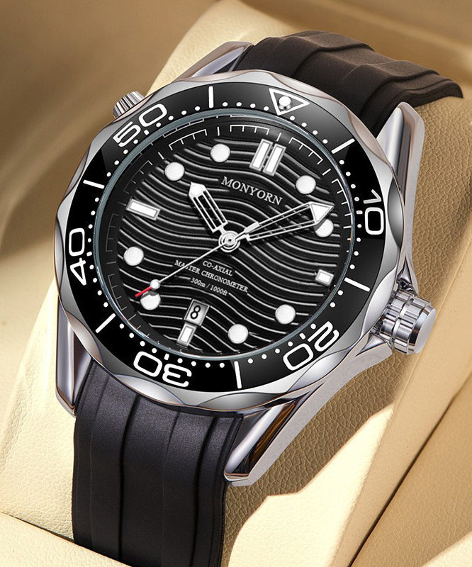 Movement Silicone Quartz Metal Black Stylish Men Watches
