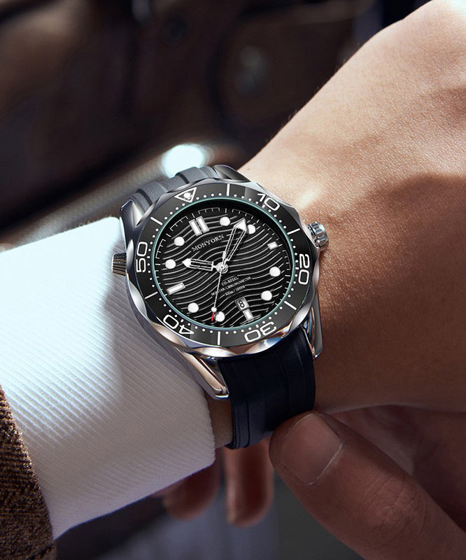 Movement Silicone Quartz Metal Black Stylish Men Watches