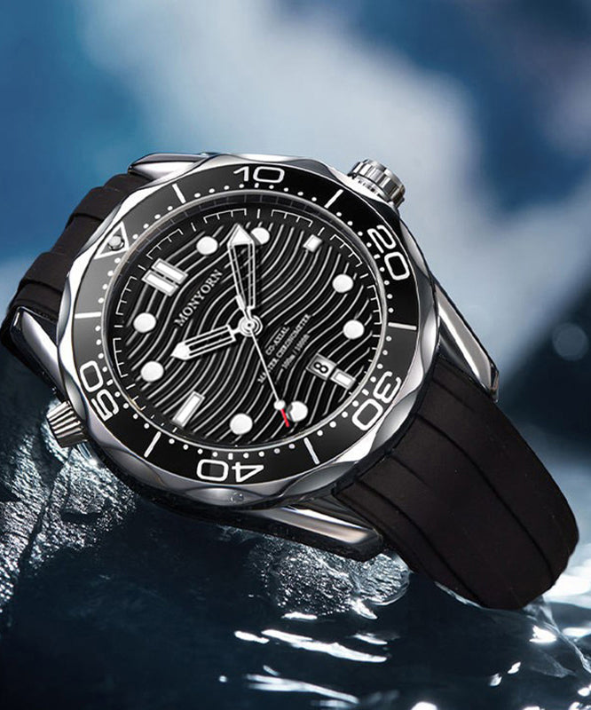 Movement Silicone Quartz Metal Black Stylish Men Watches