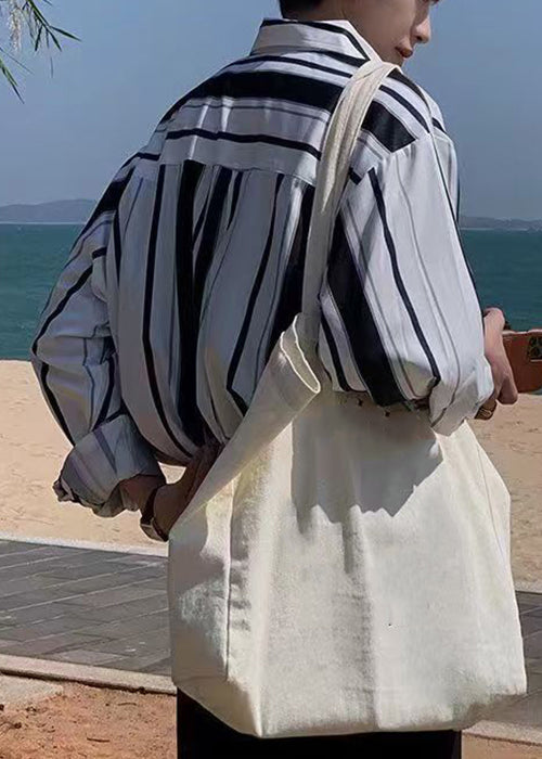 Shirts Striped Cotton Men Button Stylish Spring Black