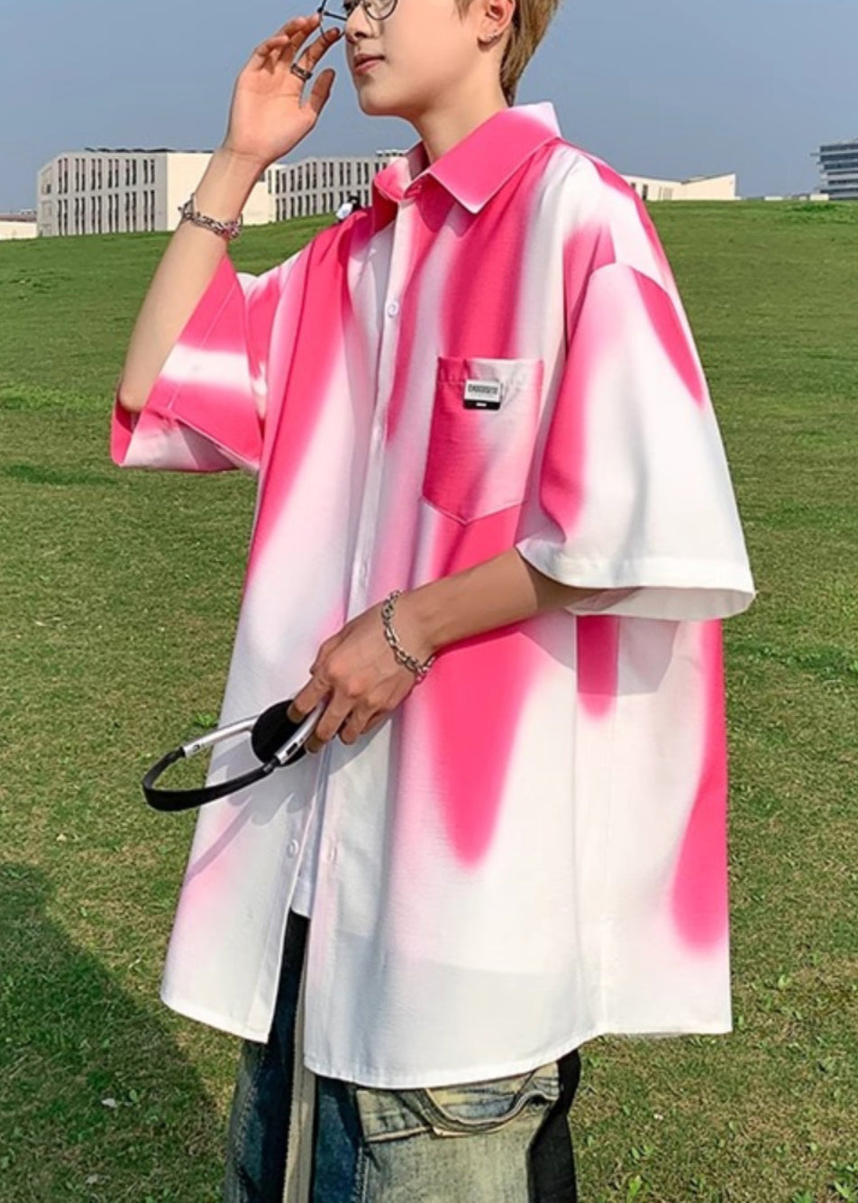 Shirts Stylish Men Pockets Cotton Dye Blackish Half Green Tie