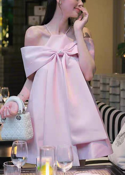 Dress Stylish Cold Summer Strap Spaghetti Shoulder Blue Bow