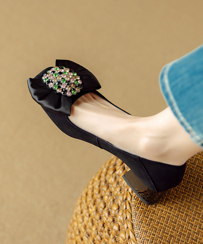 Chunky Zircon Loafers Stylish Bow Suede Penny Splicing Blue