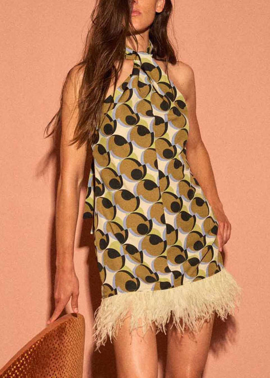 Tassel Mid Patchwork Stylish Dress Print Geometric Cotton