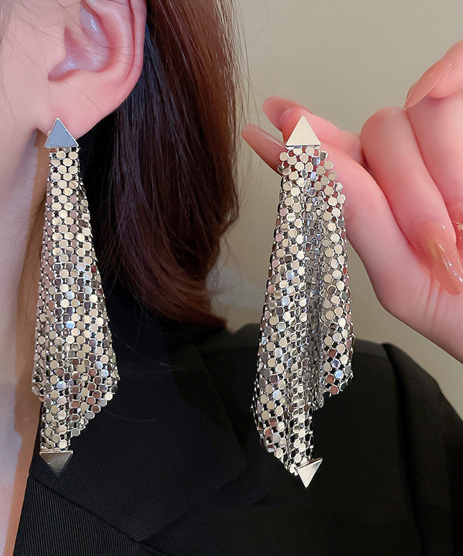 Stylish Gold Alloy Zircon Triangle Cube Drop Earrings WQ016