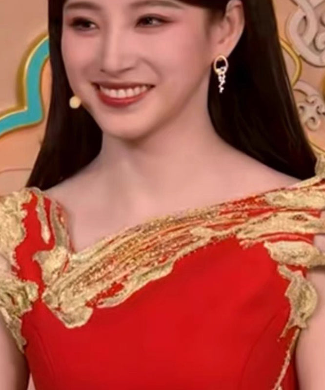 Zircon Tassel Copper Overgild Stylish Gold Earrings Drop