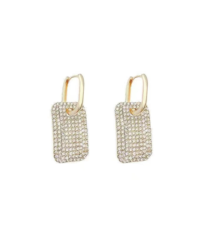 Zircon Hoop Gold Copper Square Stylish Earrings