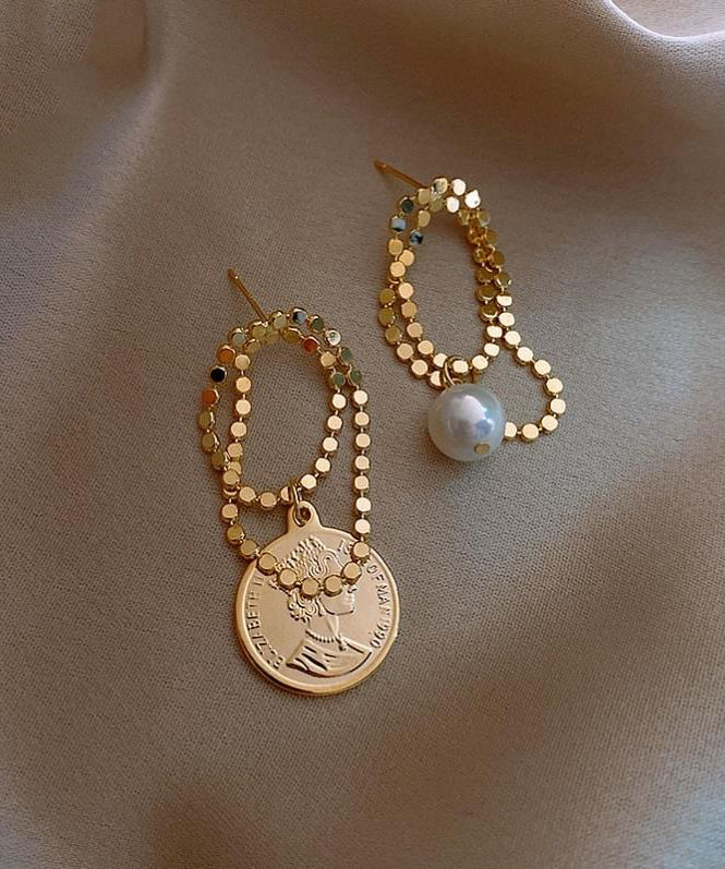 Asymmetrica Alloy Silver Stylish Srerling Gold Hoop Pearl