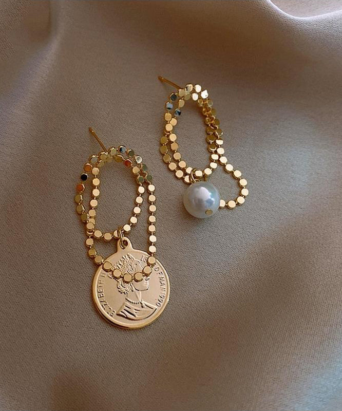 Asymmetrica Alloy Silver Stylish Srerling Gold Hoop Pearl