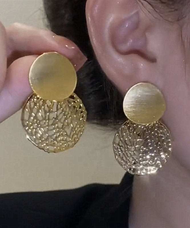 Hollow Overgild Silver Stylish Sequined Drop Gold Sterling Out