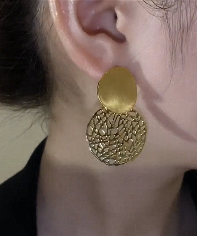 Hollow Overgild Silver Stylish Sequined Drop Gold Sterling Out