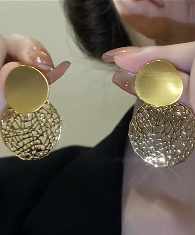 Hollow Overgild Silver Stylish Sequined Drop Gold Sterling Out