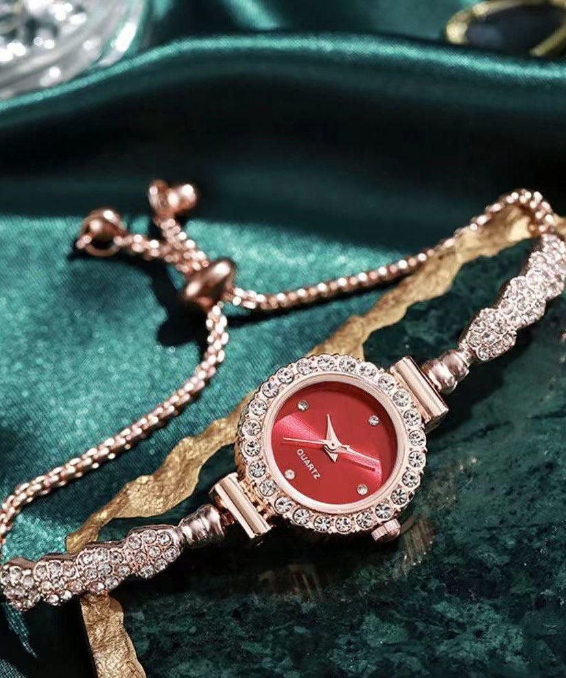 Movement Zircon Quartz Watches Green Stylish Alloy