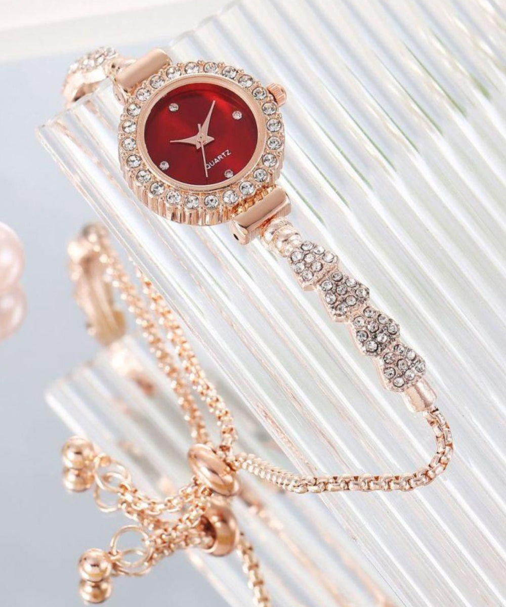 Movement Zircon Quartz Watches Green Stylish Alloy