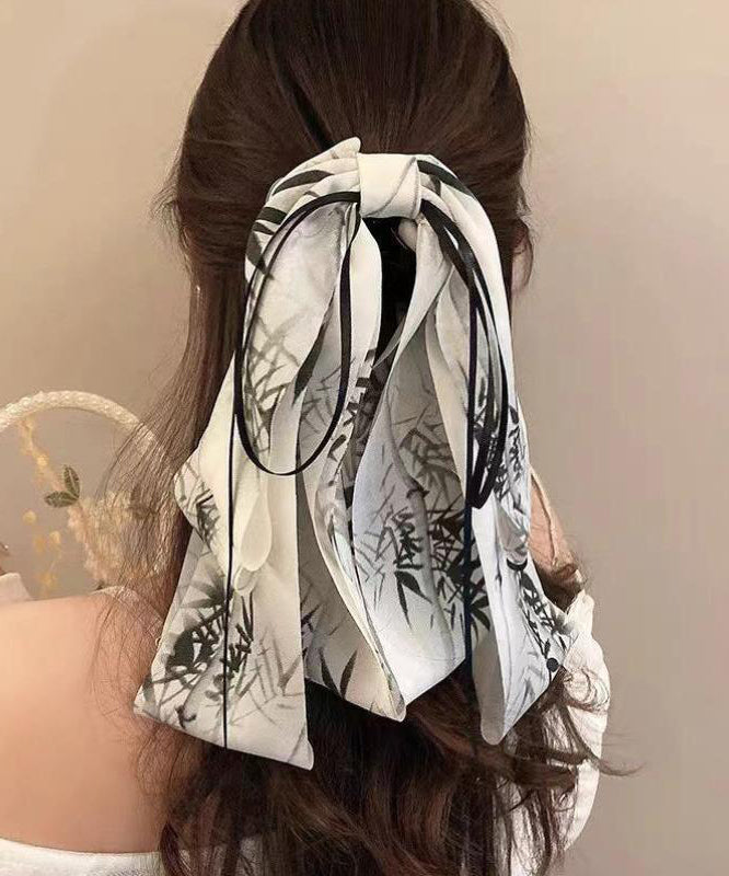 Bow Stylish Hairpin Tassel Green Cloth Print