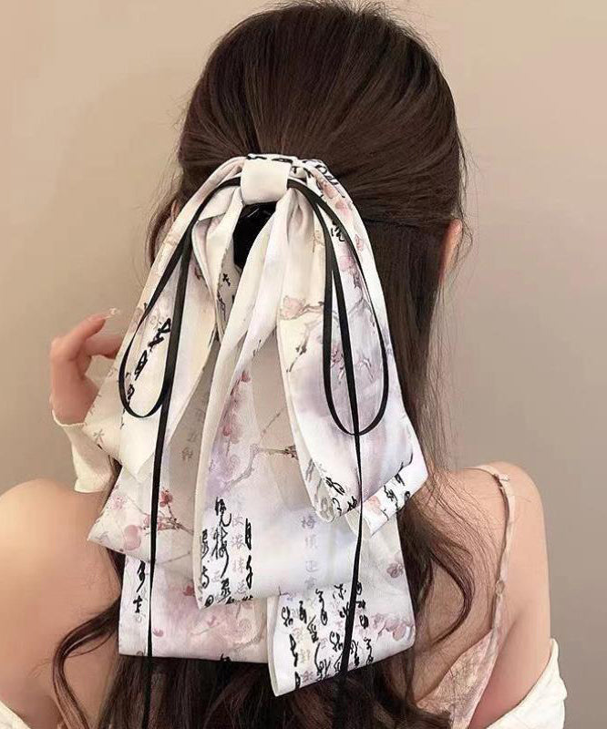 Bow Stylish Hairpin Tassel Green Cloth Print