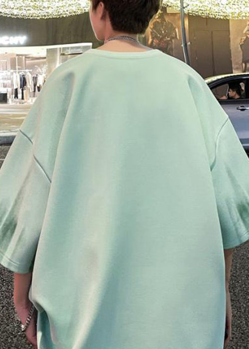 Patchwork Shirts Half T Tie Cotton Stylish Green Dye Sleeve Mens