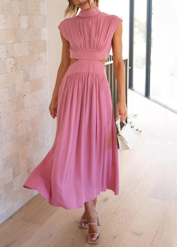 Green Dresses Pockets Long Wrinkled Cotton Summer Stylish