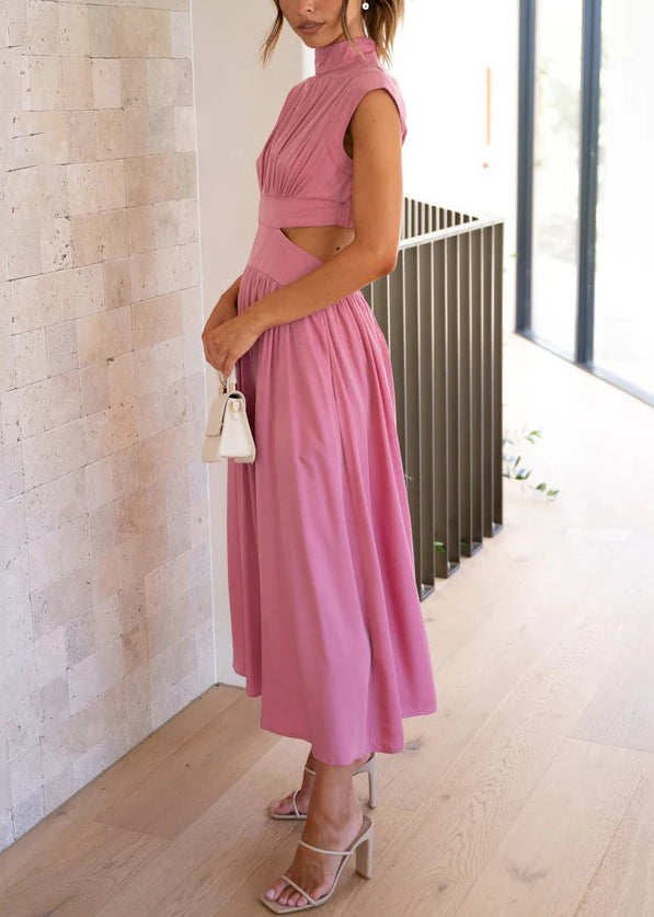 Green Dresses Pockets Long Wrinkled Cotton Summer Stylish