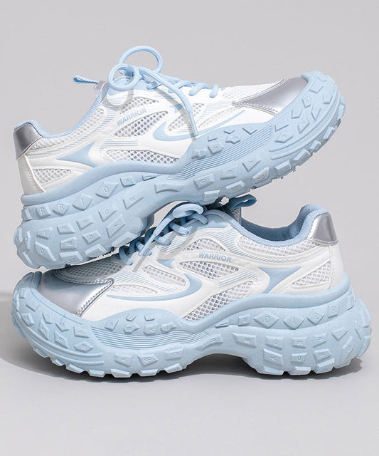 Breathable Sport Mesh Splicing Stylish Platform Blue Lace Up