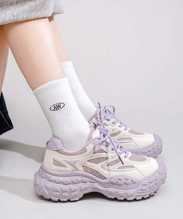 Breathable Sport Mesh Splicing Stylish Platform Blue Lace Up