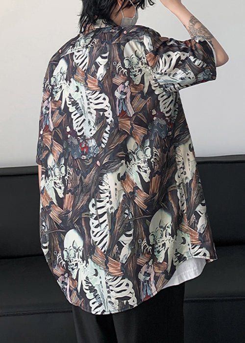 Pockets Collar Peter Stylish Half Print Cotton Shirts Mens Pan