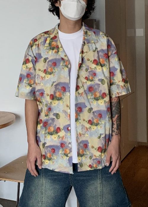 Shirts Print Cotton Summer Button Stylish Mens