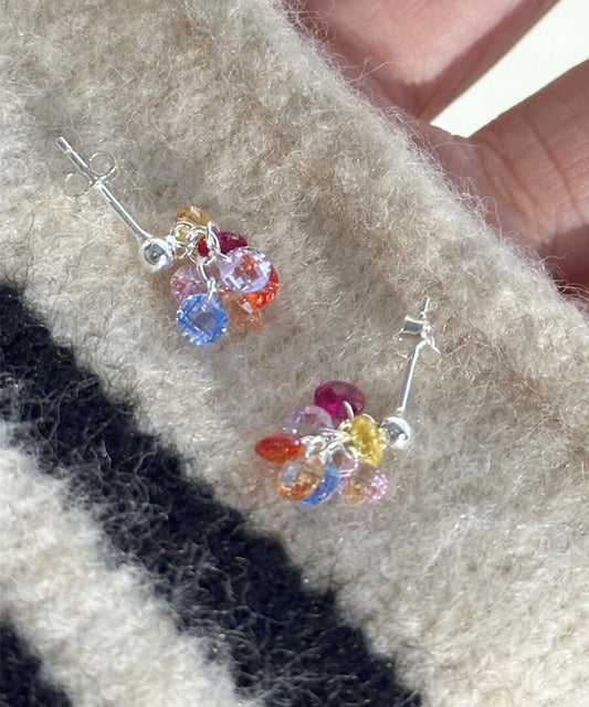 Crystal Grape Beads Stylish Drop Earrings Alloy Rainbow