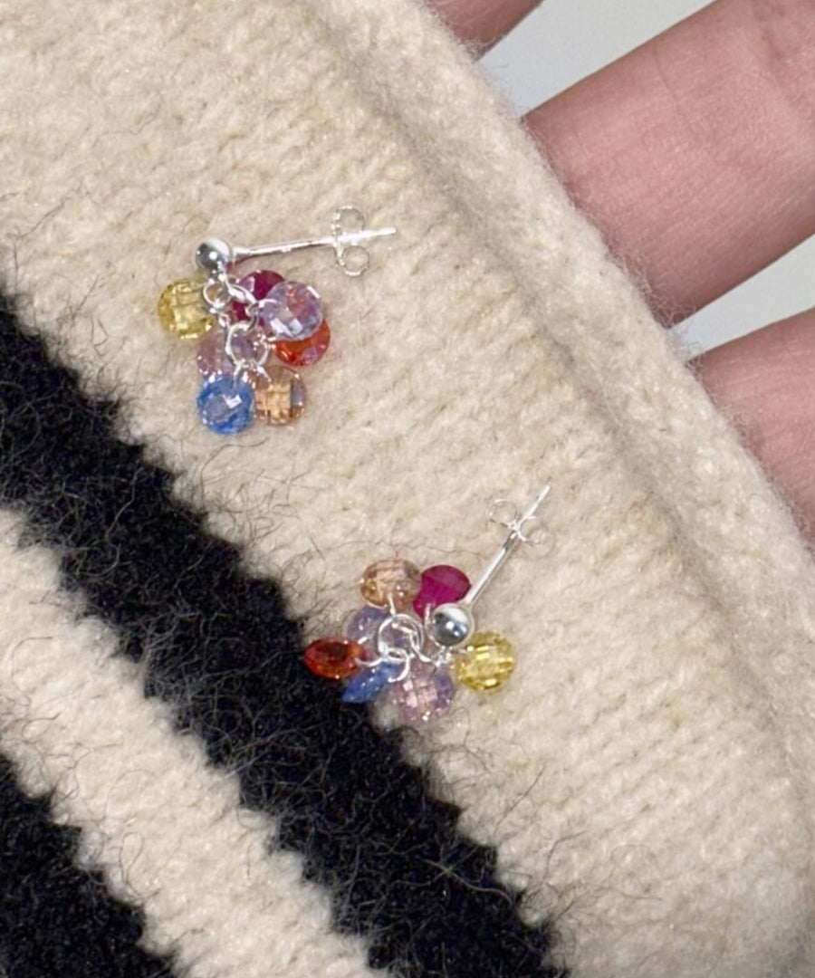 Crystal Grape Beads Stylish Drop Earrings Alloy Rainbow