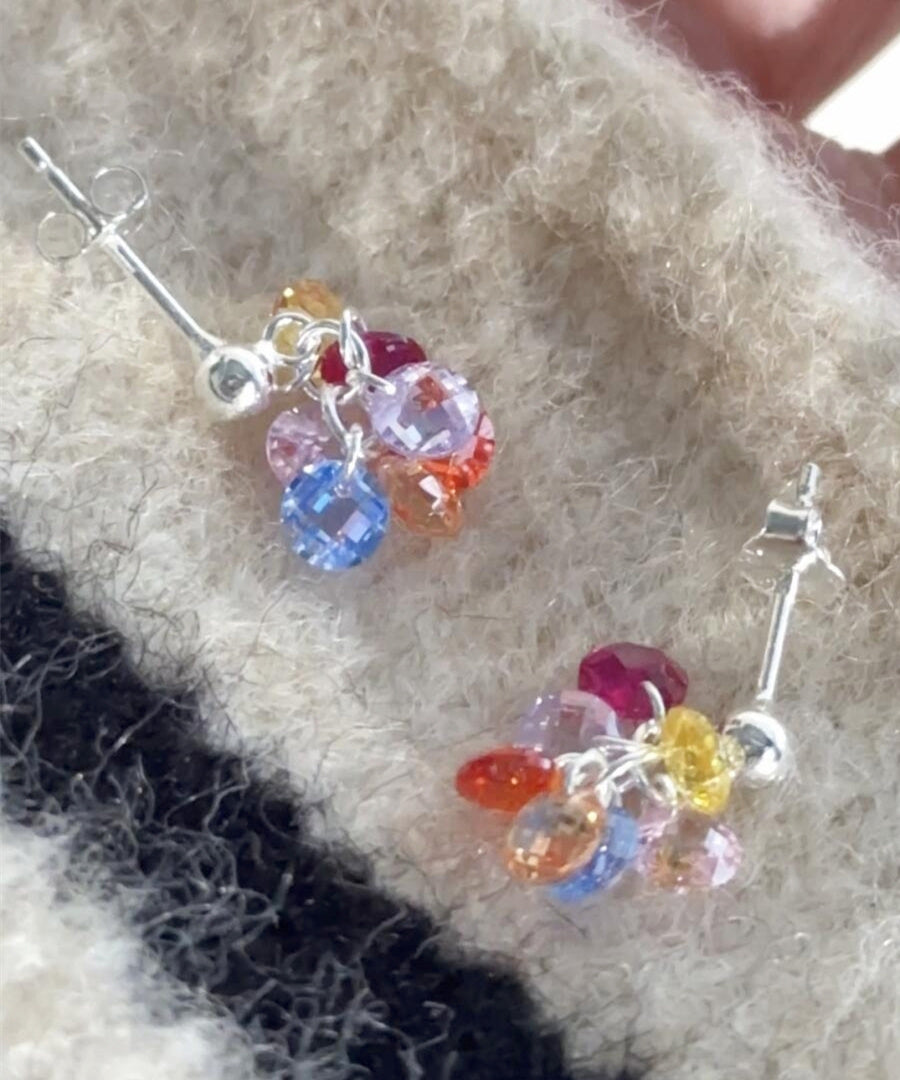 Crystal Grape Beads Stylish Drop Earrings Alloy Rainbow