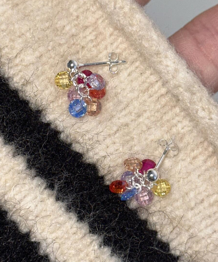 Crystal Grape Beads Stylish Drop Earrings Alloy Rainbow