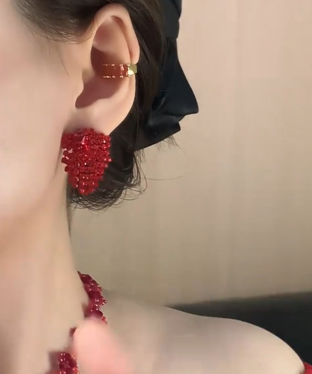 Earrings Red Tassel Stylish Alloy Stud Zircon