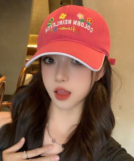 Versatile Stylish Cap Hat Baseball Embroidered Red