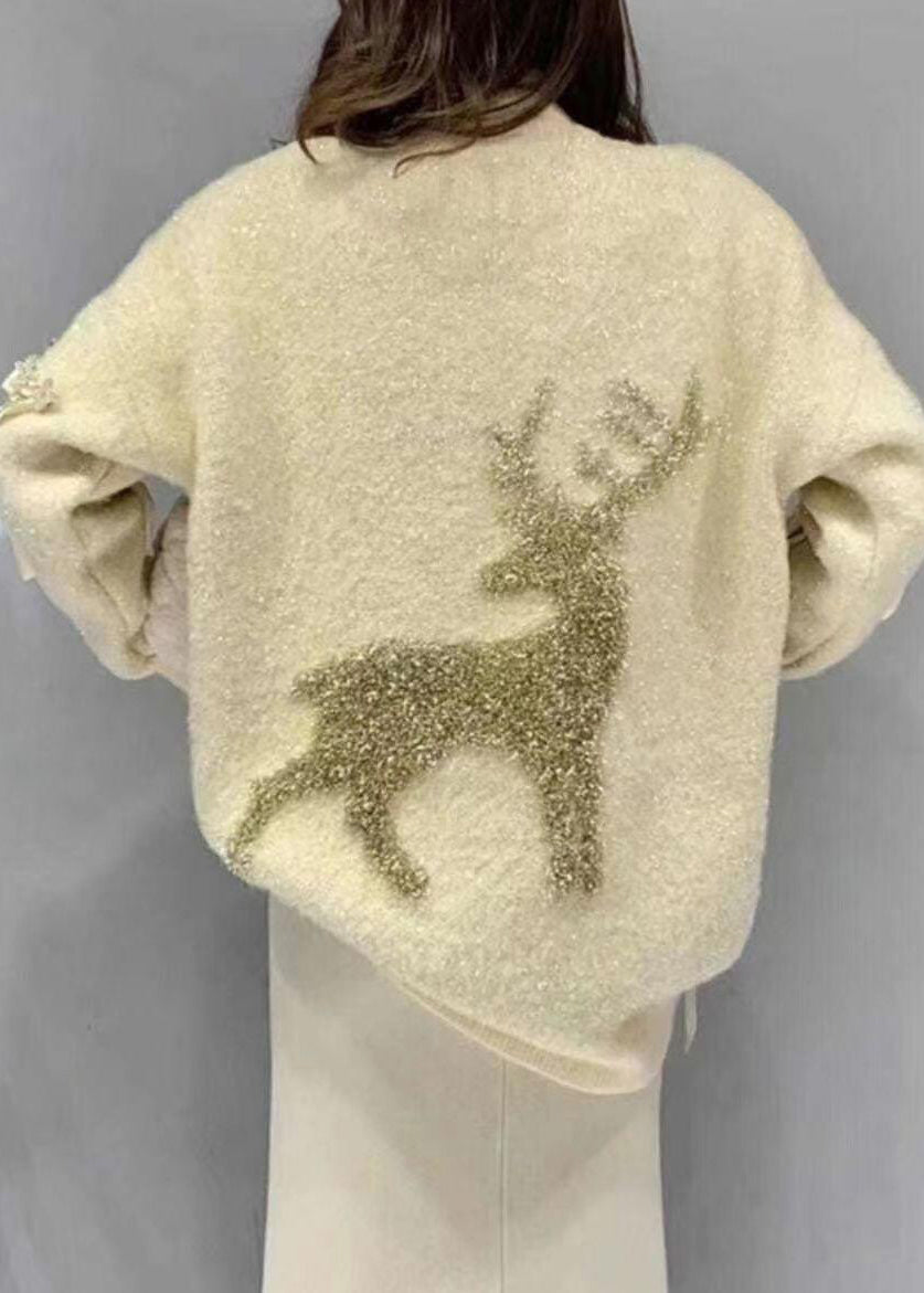 Stylish Red O Neck Patch Loose Knit Sweaters Spring TN019