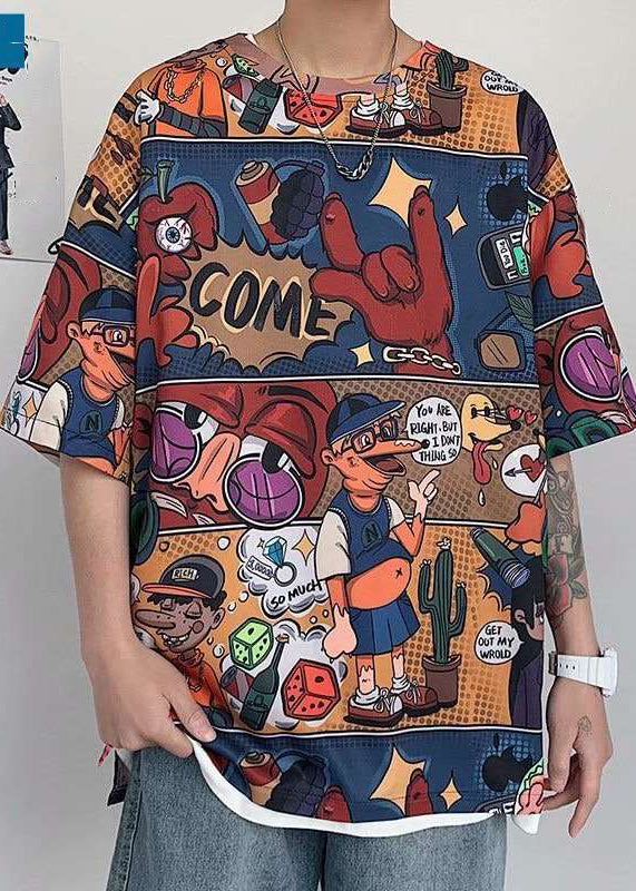 Shirts Cotton Stylish Neck Print Sleeve Half O Red Men T