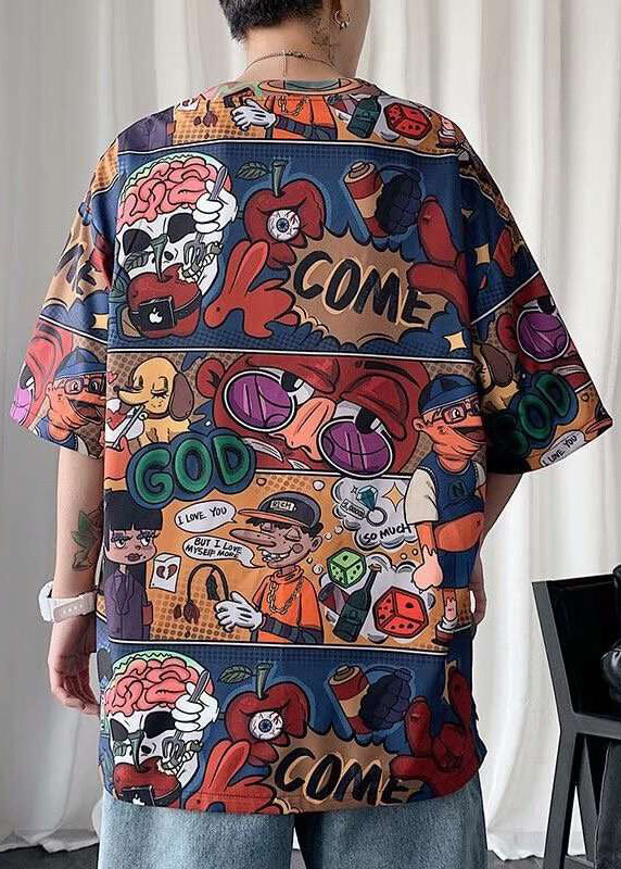 Shirts Cotton Stylish Neck Print Sleeve Half O Red Men T