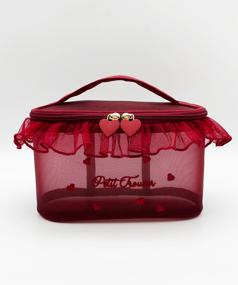 Embroideried Stylish Tulle Ruffled Red Tote Handbag