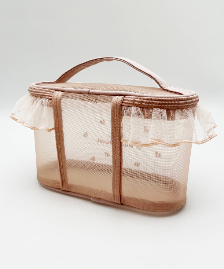 Embroideried Stylish Tulle Ruffled Red Tote Handbag