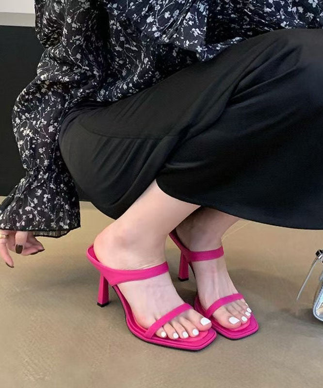 Rose Toe Leather Peep Slide Stiletto Stylish Sandals Faux