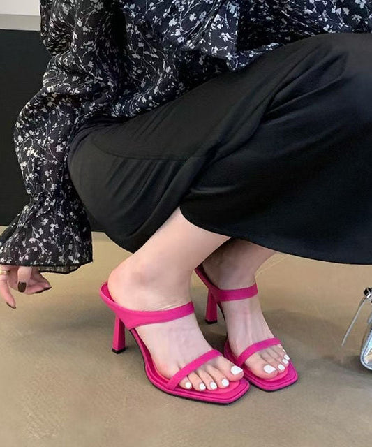 Rose Toe Leather Peep Slide Stiletto Stylish Sandals Faux