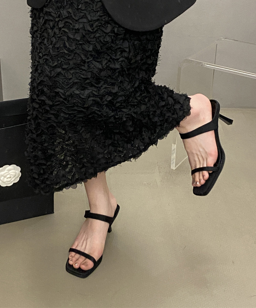 Rose Toe Leather Peep Slide Stiletto Stylish Sandals Faux