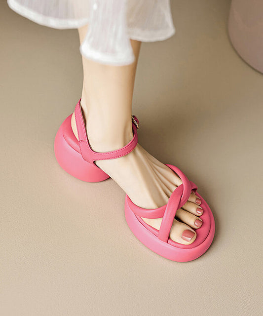 Chunky Toe Stylish Peep Rose Sandals Splicing