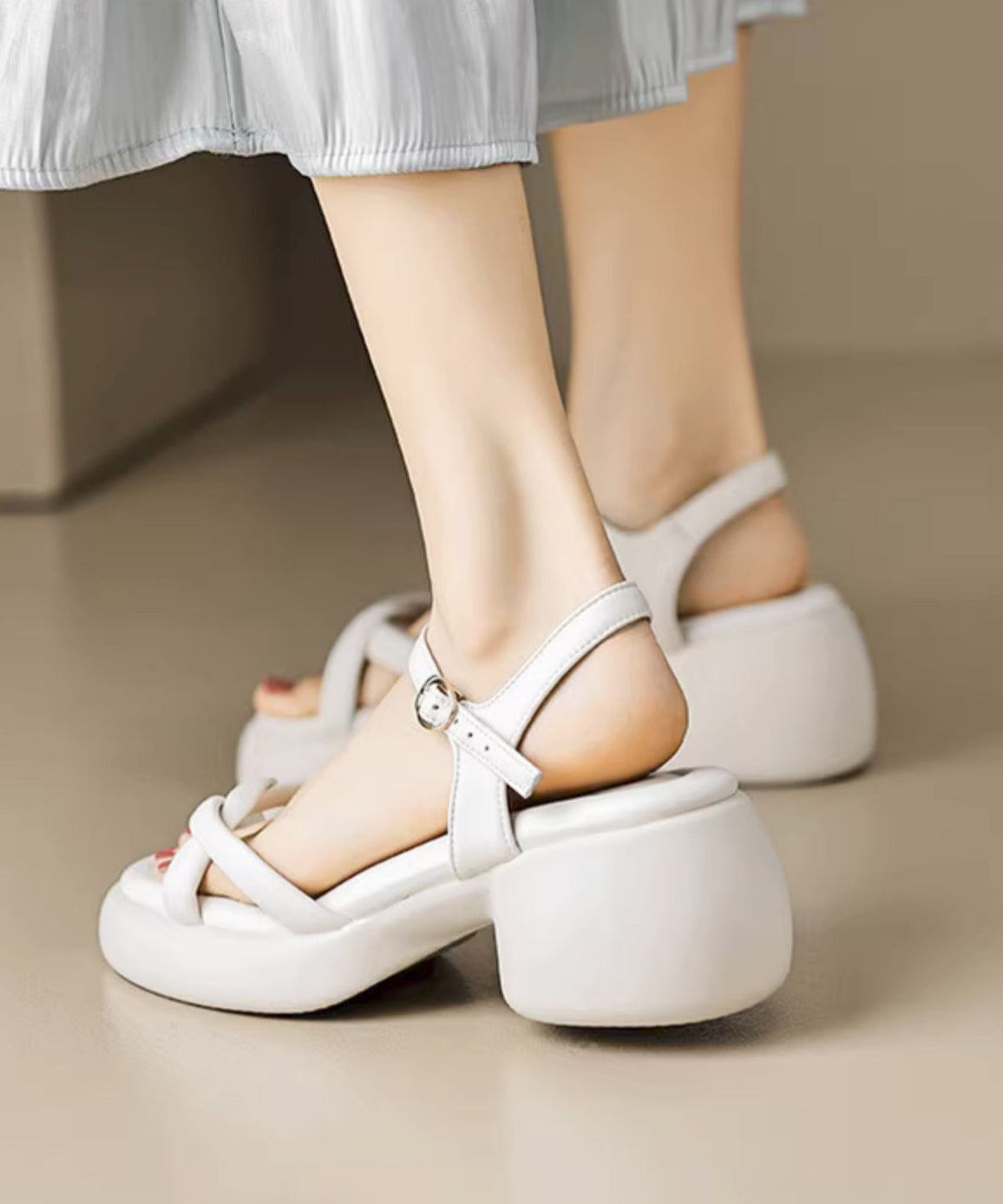 Chunky Toe Stylish Peep Rose Sandals Splicing