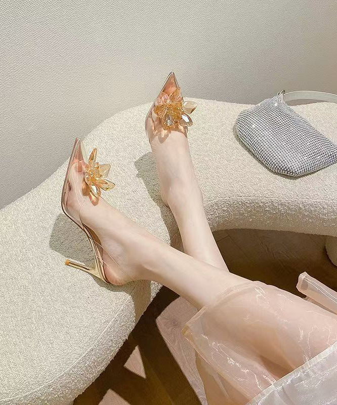 Pointed Stiletto Sandals Crystal Splicing Stylish Toe Silver