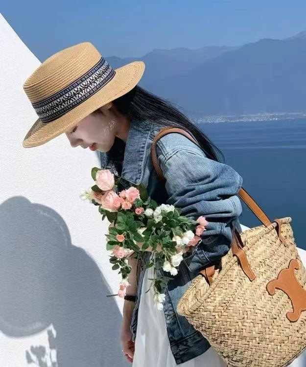 Straw Khaki Versatile Stylish Woven Hat Cloche